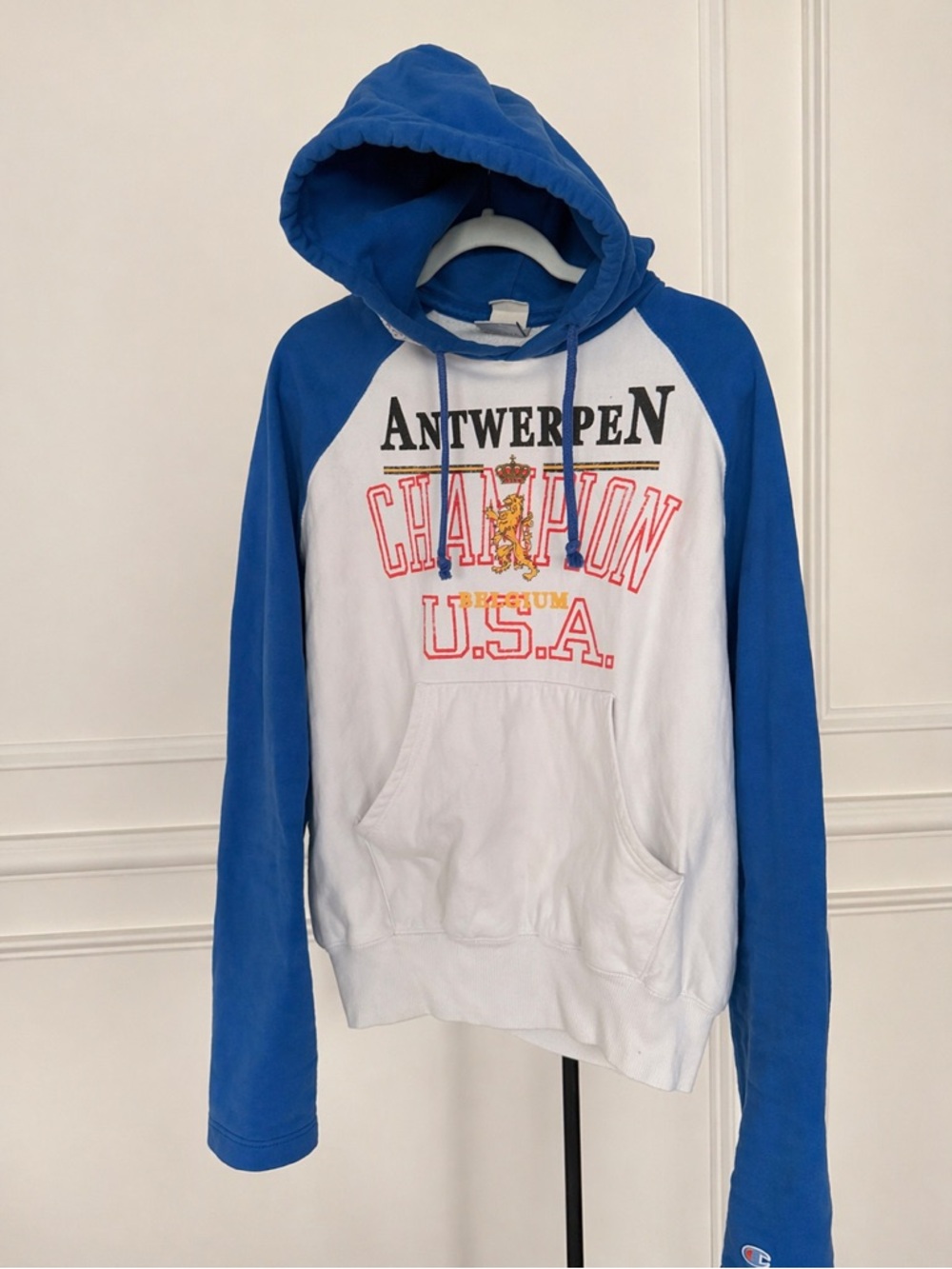 Vetements x Champion Antwerpen Hoodie SS17 Blue White Size M Rare